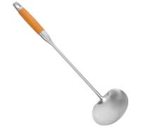 KONTONTY Spatule pour faire sauter en acier inoxydable à design robuste et manche en bois résistant la chaleur pour cuisine professionnelle