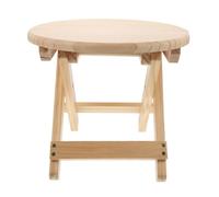 KONTONTY Tabouret Pliant Rond en Bois Massif Beige, Tabouret Simple et Multifonction pour Usage Domestique, Repose-Pied Pratique pour Salon et Maison