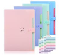 KONVINIT 4 pack Trieur 5 compartiments A4 Trieur Document Classeur Rangement Papier Trieur Plastique Extensible pour Bureau Maison Ecole