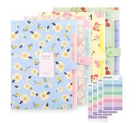 KONVINIT 4 Pack Trieur 8 Compartiments A4 Trieur Document Pochette Trieurs Porte Document Fleur Classeur Trieur Document Pochette Trieurs Bouton Rabattable Pour Protéger les Documents
