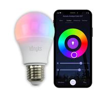 Konyks Antalya Color E27 - Ampoule connectée LED WiFI + BT, 1055 Lumens, 11 W, Couleurs + Blanc réglable, compatible avec Alexa ou Google Home, Automatisations faciles