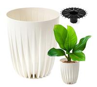 Konzept 11 - Pot de Fleurs Haut de 25 cm de diamètre, Grand Pot pour extérieur, Balcon, Cache-Pot avec Insert, Blanc, Pot de Palmier