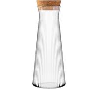 KONZEPT Carafe à eau avec couvercle - 1 litre, verre ondulé robuste, passe au lave-vaisselle, sans BPA, élégant et stable, avec bouchon en liège