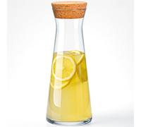 KONZEPT Carafe à eau avec couvercle - 1 litre, verre robuste, passe au lave-vaisselle, sans BPA, élégante et stable, avec bouchon en liège