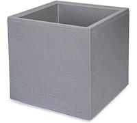 KONZEPT Grand pot de fleurs sur roulettes, en matériau 100 % recyclé, 30 x 30 x 30 cm, pour l'intérieur et l'extérieur, carré, gris, aspect béton, mobile, idéal pour le jardin, la terrasse, le balcon