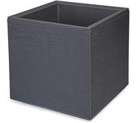 KONZEPT Grand pot de fleurs sur roulettes, en matériau 100 % recyclé, 30 x 30 x 30 cm, pour l'intérieur et l'extérieur, carré, anthracite, aspect béton, mobile, idéal pour le jardin, la terrasse, le