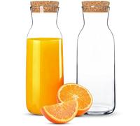 KONZEPT Lot de 2 carafes à eau avec couvercle, carafe en verre de 1 litre, idéale pour l'eau, le jus, la limonade et le lait