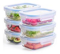 KONZEPT Meal Prep Lot de 6 boîtes de conservation hermétiques avec couvercle, 600 ml, sans BPA, empilables, passent au lave-vaisselle, transparentes, pour réfrigérateur, à emporter