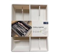 KONZEPT Organiseur de tiroirs pour couverts - 30x39cm Blanc, Idéal pour les petits tiroirs de cuisine