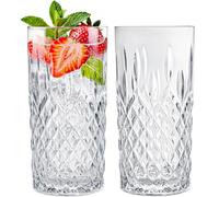 KONZEPT Set de verres 6 pièces, Ensemble de verres à boire 300ml pour eau, jus, latte macchiato, cocktails, Verres à eau cannelés, Verres à jus, Verres à cocktails, Idéal pour la maison & soirées
