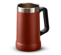 KooK Chope de bière en acier inoxydable avec isolation thermique sous vide, tasse à double paroi, grande poignée, incassable, terre cuite foncée, 700 ml