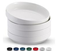 KooK Lot de 4 assiettes creuses en céramique - Passe au micro-ondes et au lave-vaisselle - Idéales pour les soupes et salades - Blanc - 1,3 l