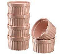 Kook Lot de 6 ramequins roses pour crème brûlée, soufflé en porcelaine, passent au four, pour tarte, gâteau de lave, soupe, 300 ml