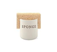 Kook Porte-éponge en céramique moucheté, support pour savon et récurer, décoration de style ferme, pour cuisine et salle de bain, passe au lave-vaisselle, crème
