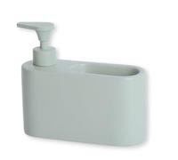 KOOK TIME Distributeur Liquide Vaisselle Porte Eponge pour Cuisine | Distributeur Savon Liquide pour Les Mains avec Espace Porte éponge | Porte Savon Cuisine | céramique | Vert Sauge