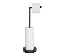 KOOK TIME Porte Rouleau Papier Toilettes sur Pied, Distributeur Papier Toilette Moderne pour Salle de Bains avec Espace pour 4 Rouleaux de Papier Toilette de réserve, Noir Mat,