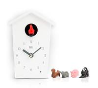 KOOKOO AnimalHouse Blanc, Petite Horloge Coucou, Pendule avec Voix de 5 Animaux de la Ferme, enregistrements sonores de la Nature