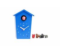 KOOKOO AnimalHouse Bleu, Petite Horloge Coucou, Pendule avec Voix de 5 Animaux de la Ferme, enregistrements sonores de la Nature