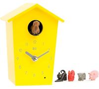 KOOKOO AnimalHouse Jaune, Petite Horloge Coucou, Pendule avec Voix de 5 Animaux de la Ferme, enregistrements sonores de la Nature