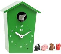 KOOKOO AnimalHouse Vert, Petite Horloge Coucou, Pendule avec Voix de 5 Animaux de la Ferme, enregistrements sonores de la Nature