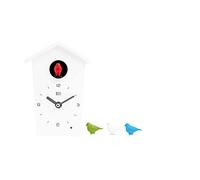 KOOKOO Birdhouse Mini Blanc, Petite Coucou Moderne avec Chants des 12 Oiseaux ou Coucou