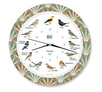KOOKOO Horloge chantante en Forme de cœur avec 12 Oiseaux chanteurs locaux et véritables Sons d'oiseaux naturels, avec Mouvement à Quartz Radio-piloté RC