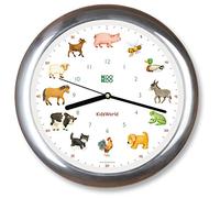 KOOKOO KidsWorld Chrome, Pendule avec enregistrements natureles, 12 Animaux de la Ferme, Illustrations Monika Neubacher-Fesser, capteur de lumière