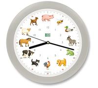 KOOKOO KidsWorld Horloge murale en soie grise avec de vrais cris d'animaux
