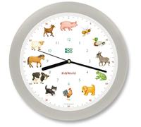 KOOKOO KidsWorld Horloge murale en soie grise avec de vrais cris d'animaux