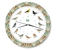 KOOKOO Mouvement à Quartz avec Plume en Forme de cœur - La Horloge à Oiseaux Chantant est Une Horloge avec 12 Oiseaux chantants et de véritables Voix d'oiseaux naturels.