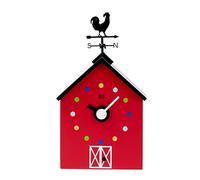 KOOKOO RedBarn Small, Petite Pendule de Ferme avec 12 Sons d'animaux, Un Coq et Une girouette rotative