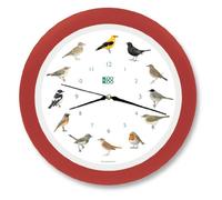 KOOKOO Singvögel Quartz Rouge-Frais, Horloge des Oiseaux, Un Pendule Murale avec 12 Oiseaux indigènes et enregistrements de la Nature, Horloge avec senseur de lumière