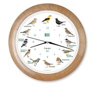 KOOKOO Singvögel RC Bois, Horloge des Oiseaux, Un Pendule Murale avec 12 Oiseaux indigènes et enregistrements de la Nature, Horloge avec senseur de lumière