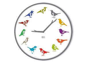 KOOKOO UltraFlat Multicolore, Horloge des Oiseaux avec 12 Oiseaux indigènes et enregistrements de la Nature, Cadran frappant, Horloge avec senseur de lumière