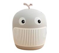 Koomuao Liemuao Poubelle Corbeille à Papiers en Plastique, 3.5L Poubelle de Table avec Couvercle, Baleine Mini Poubelle de Bureau pour Salle de Bain, Chambre, Bureau Enfant, Voiture (Gris)