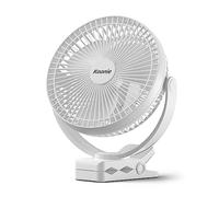 Koonie Ventilateur Clip 10000mAh 20CM, USB Rechargeable Portable, Blanc | 4 vitesses, débit d'air puissant, pince robuste, rechargeable, pour bureau, voiture, voyage, camping, intérieur/extérieur