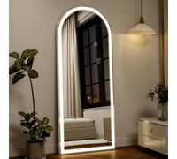 Koonmi Miroir complet LED 165 x 60 cm avec lumière - Support arqué et miroir d'appointage - Dimmable - 3 températures de couleur pour chambre à coucher, dressing