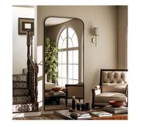 Koonmi Miroir d'angle droit pleine longueur 76 x 170 cm - Dôme arrondi - Sur pied ou à suspendre - Noir