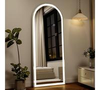 Koonmi Miroir Pleine Longueur 141 x 56 cm avec éclairage, Verre de sécurité, Taille LED, Miroir Complet avec variateur intensité et 3 éclairages de Couleur, Miroir sur Pied pour Chambre à Coucher
