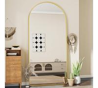 Koonmi - Miroir pleine longueur bombé avec coins arrondis - Grand miroir sur pied - Miroir de dressing pour le salon - Doré - 171L x 76l cm - Moderne - Montage mural