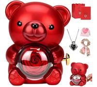 KOOOGEAR Ours rose éternelle, boîte à roses avec chaîne, boîte cadeau de roses éternelles, cadeau d'anniversaire pour femme, cadeau d'anniversaire, fête des mères, Saint-Valentin, anniversaire de