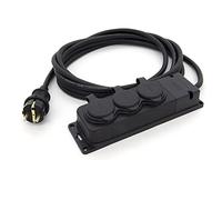 KOOP Elektro Rallonge en caoutchouc 30 m avec raccord Schuko pour jardin extérieur IP44 16 A 230 V H05RR-F 3 x 2,5 (30 m, multiprise à 3 prises)