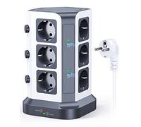 KOOSLA Bloc Multiprise 65W PD, 12 Prises, 2M, Gris Foncé