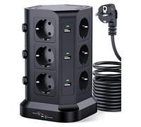 KOOSLA Tour Multiprise, 12 Prises, 6 USB, 5M, Noir