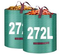 KOOSREEL Lot de 2 sacs à déchets de jardin, 272 L, sacs de jardin robustes, réutilisables et imperméables avec poignées, parfaits pour la collecte des déchets végétaux, de l'herbe et des feuilles