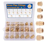 KOOTANS Assortiment de 66 raccords de tuyauterie en laiton NPT Adaptateur, bague de réduction, mamelon hexagonal, réduction du raccord hexagonal, kit de prise en laiton de tête de tuyau