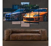 KOPASD 5 Panneau Mural Art Impressions sur Toile Voiture de Sport furieuse Impressions sur Toile Photos Huile pour Home Decor imprimé（sans Cadre 200x100cm）