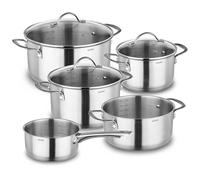 KOPF Clara Lot de 8 casseroles à induction | Passe au four et au lave-vaisselle | Batterie de casseroles pour tous types de plaques de cuisson | 4 casseroles, 1 casserole à manche et 3 couvercles en