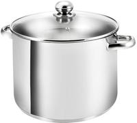 KOPF Faitout induction Grandis, Ø30 cm, 15 litres, argent, acier inox | Faitout avec couvercle en verre | Marmite avec bord verseur pratique | Tous feux | Compatible four et lave-vaisselle