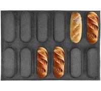 Kopinma Moule à Pain Baguette Français Plaque à Pain avec Revêtement Antiadhésif, Perforé Moules à Pâtisserie, Moule a Baguette pour 4 Baguettes, Moules à Hot-Dog pour Placer et Cuire